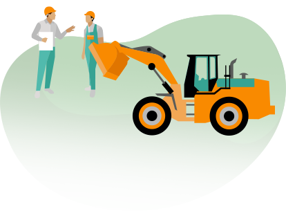 イラスト:施工現場で話し合うスタッフ|擁壁工事